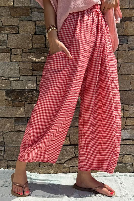 Arbi Gingham 7/8 Barrel Pant Red?
